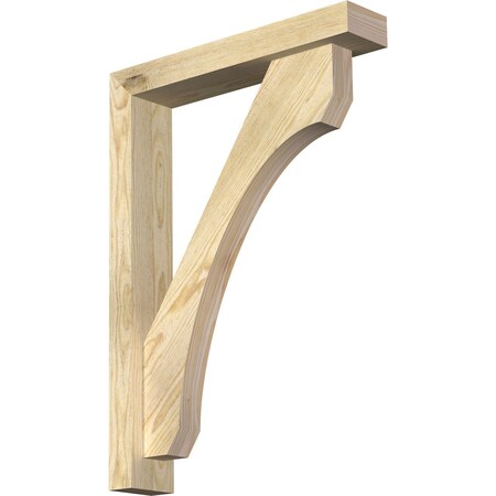 Ekena Millwork Legacy Block Rough Sawn Bracket w/ Offset Brace, Douglas Fir, 4"W x 20"D x 28"H BKT0402X20X28LEC05RDF